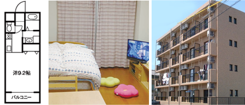 宿舎の間取り、内観、外観